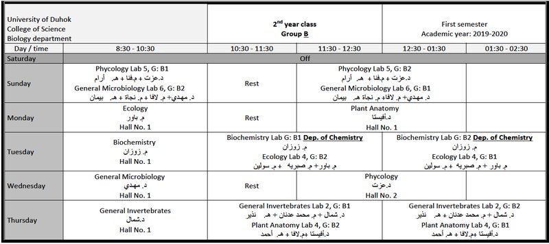 College of Science Schedule Bio_2B