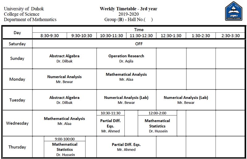 College of Science Schedule Math_3B